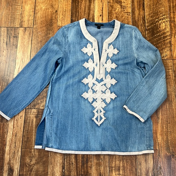 J. Crew Tops - J. Crew denim embellished tunic top 4
